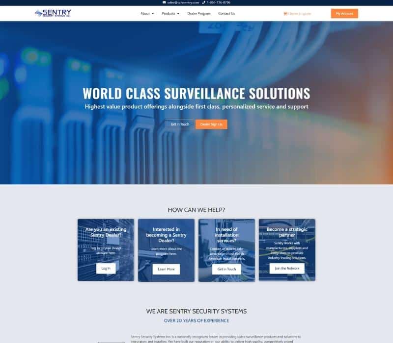 Sentry Security Systems website
